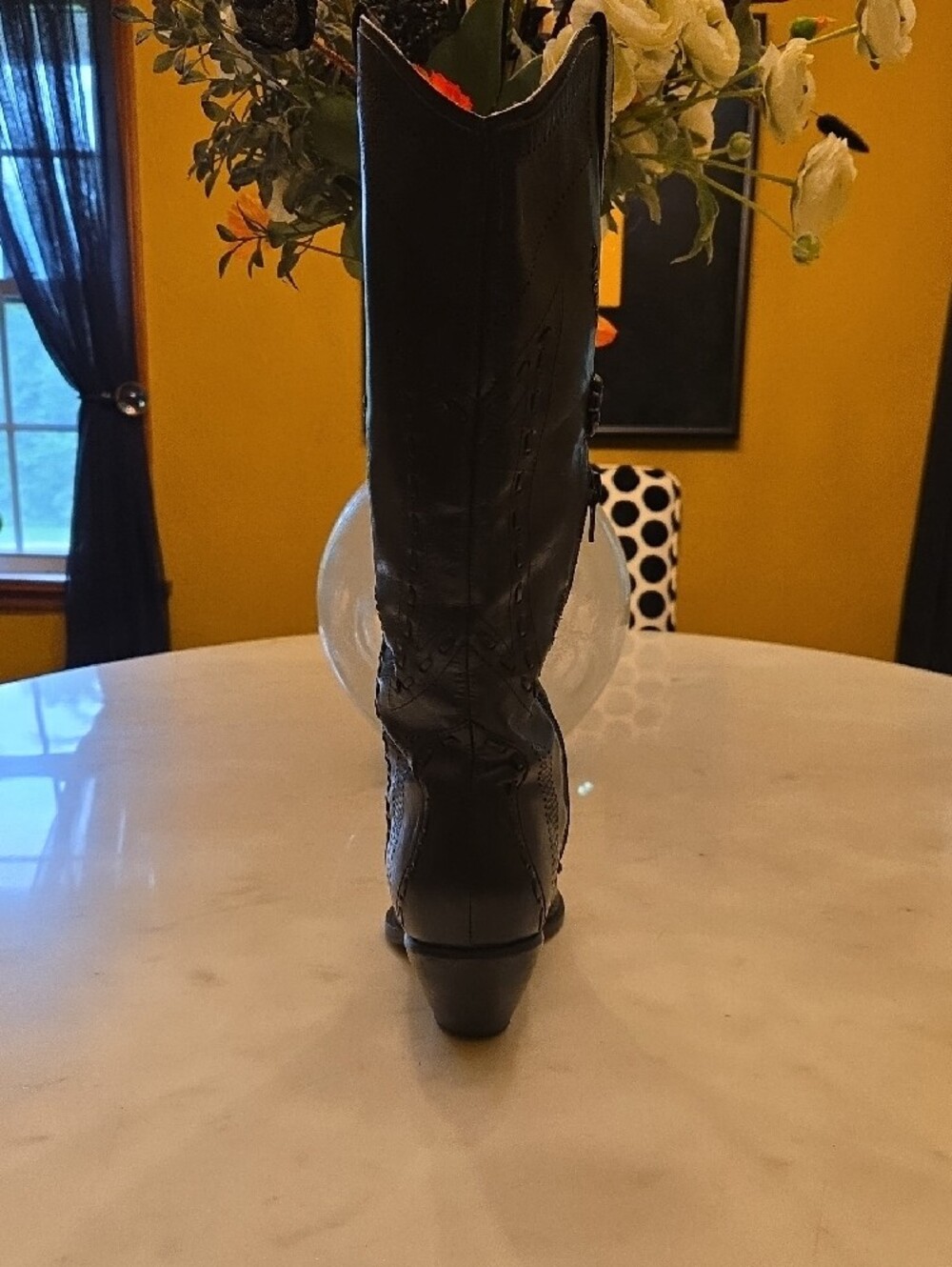 BCBGirls Black Leather  Boots with Side Zip - Picture 6 of 12